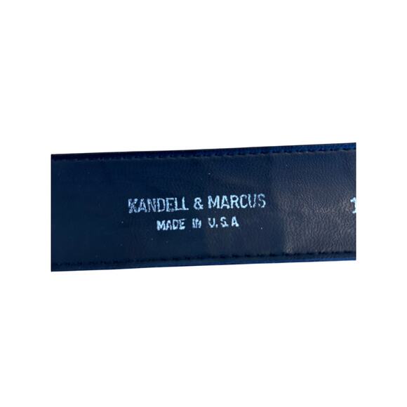 VTG Kandell and Marcus Navy Blue Croc Embossed Leather Belt Gold Buckle, XL main image 6